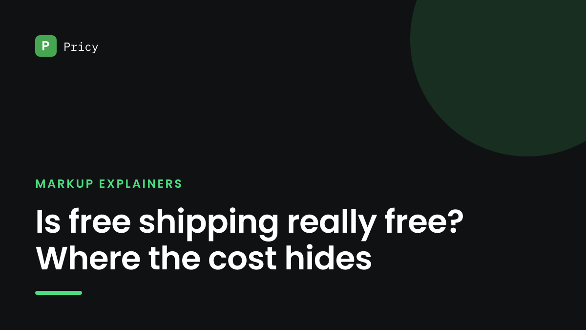 Branded Pricy graphic titled "Is free shipping really free? Where the cost hides"